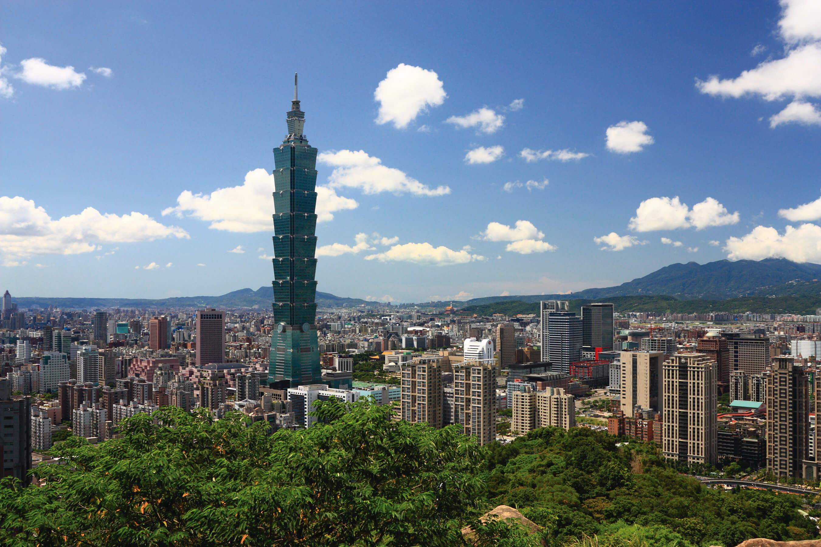 sunny Taipei scene with taipei101